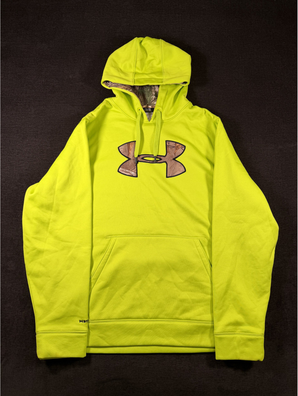 Under Armour ColdGear Loose Fit XL Hoodie in Neon Yellow with Camouflage Logo